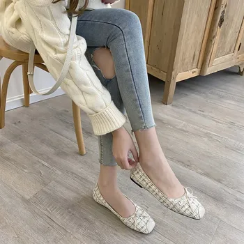 

Woman Flats Ballet Shoes 2020 Spring Square Toe Shallow Shoes Women‘s Loafers Slip on Flats For Ladies Ballerinas Dancing shoes