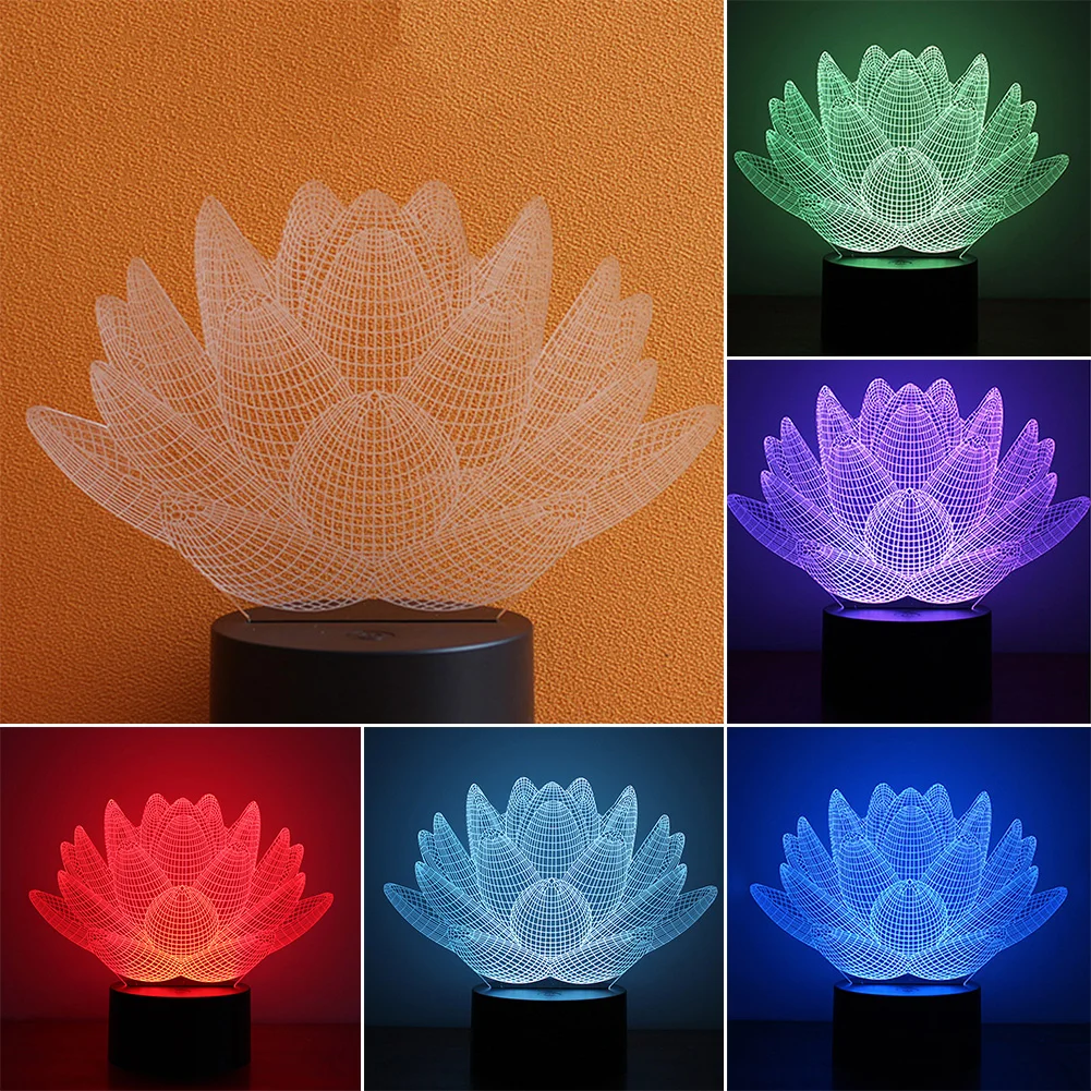 Creative Flowers Acrylic Night Light 3D LED Touch Switch Colorful Gradient Novelty Lighting Table Lamp