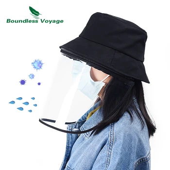 

Boundless Voyage Outdoor Fisherman Hat with Removable Face Shield Anti-droplets Anti-dust Men Women Unisex Wide Brim Cap
