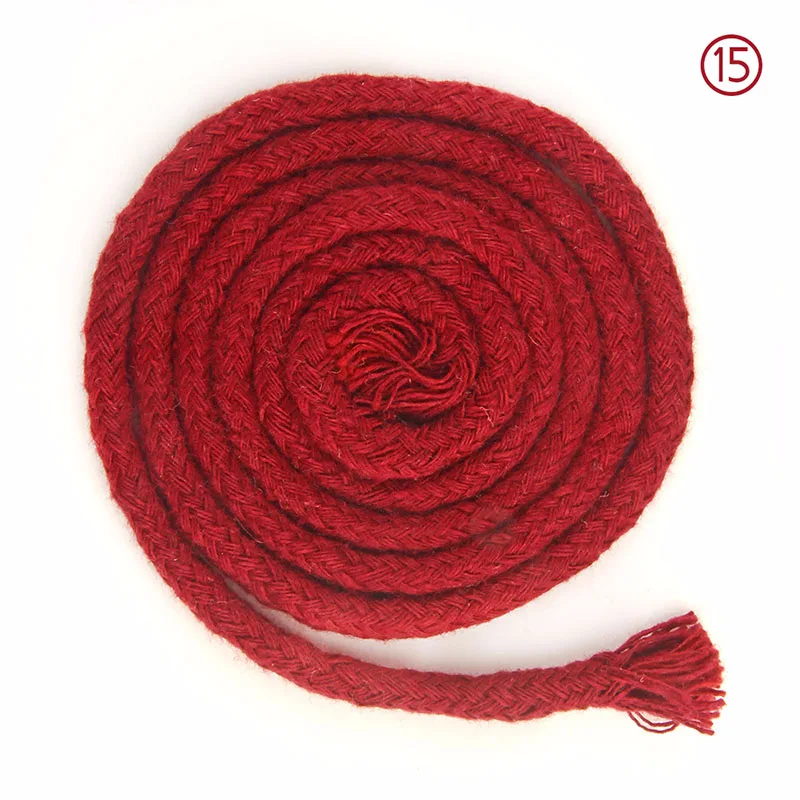 15 dark red cord 90 м/рулон 18 цветов сплошной круглый шнур из хлопка 5 мм 16 витой тканый канат ручной работы для швейной одежды шнурок для шляп - Цвет: 15 dark red cord