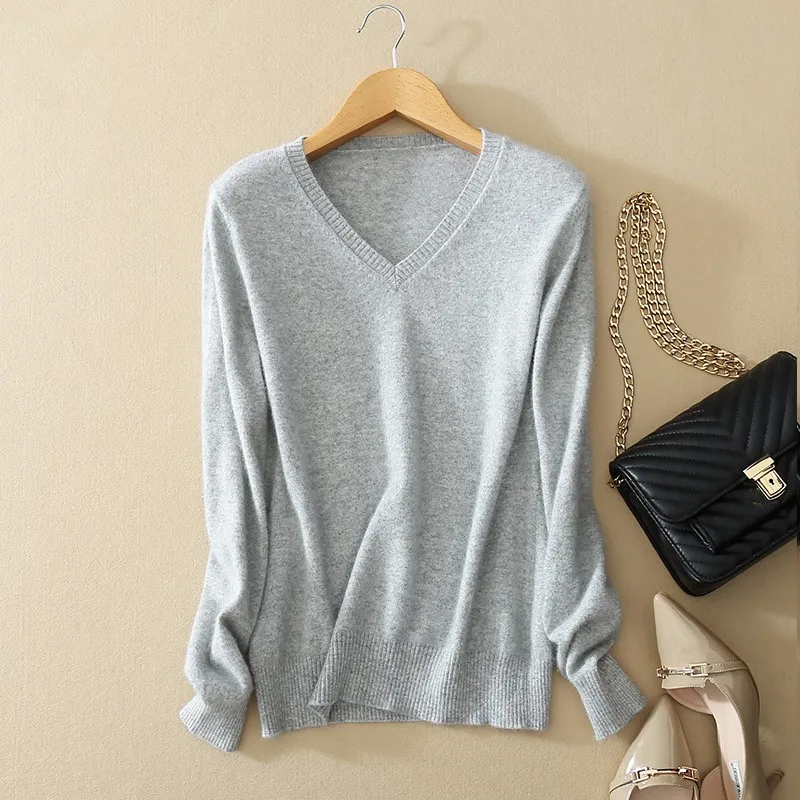 v neck5 Высокое качество, Осень-зима, кашемировый, хлопковый, смешанный, вязанный женский свитер и пуловер, трикотажный джемпер, pull femme hiver - Цвет: v neck5