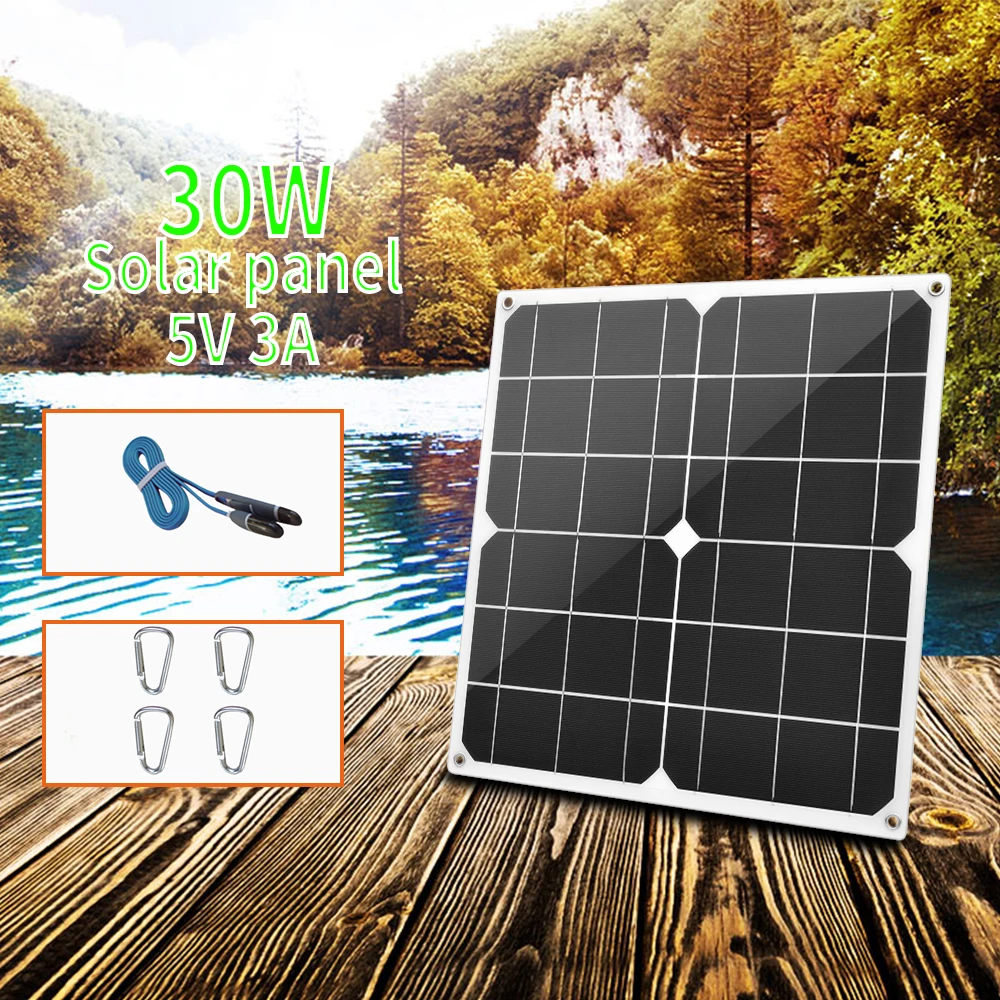 30 Вт Гибкая солнечная панель 5 В USB 3A портативный монокристаллический солнечный зарядное устройство для автомобиля яхты RV зарядка Открытый аварийный светильник