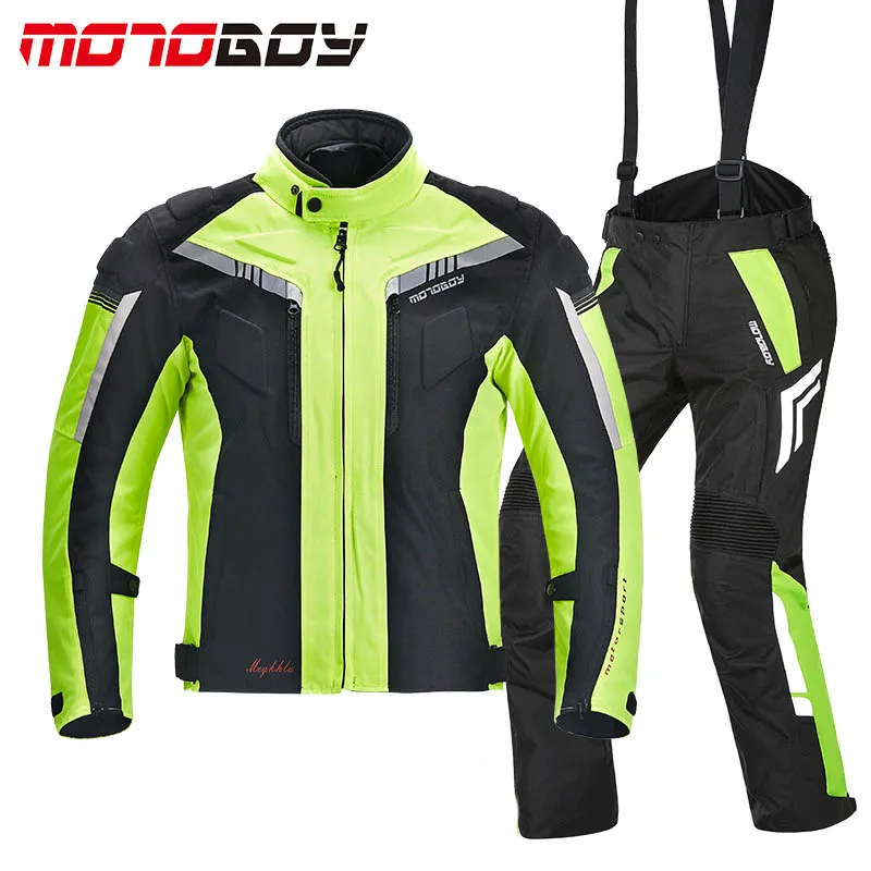 MOTOBOY мотоциклетные Водонепроницаемые зимние куртки гоночные штаны для мотокросса мотоциклетная одежда Джерси с CE защитные шестерни колодки - Цвет: yellow suit
