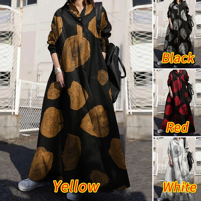 ZANZEA 2021 Vintage Button Shirt Dress Women's Autumn Sundress Long Sleeve Maxi Vestido Female Casual Bagyy Robe Femme  4