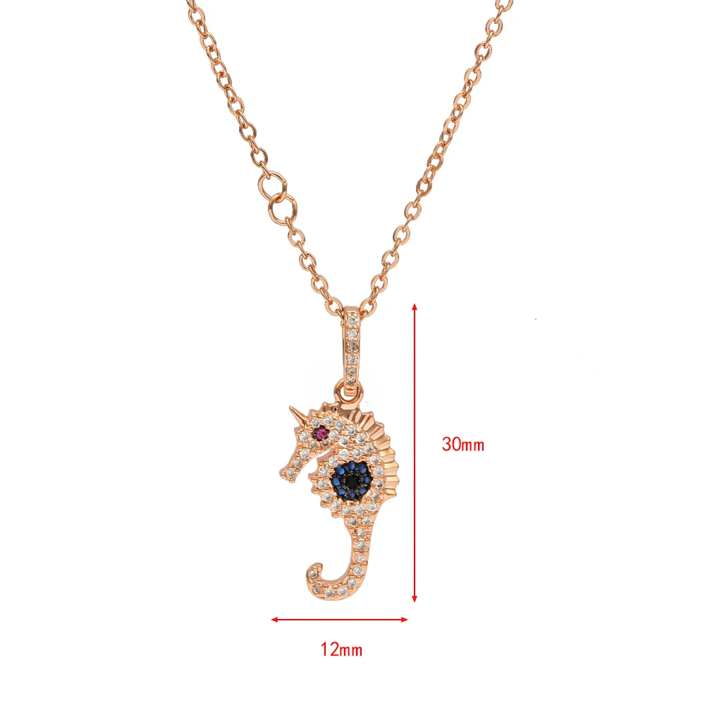 Lucky Eye подвеска «Морской конек» ожерелье розовое золото серебро цвет цепь микро подвеска Pave модные ювелирные изделия для женщин EY6722