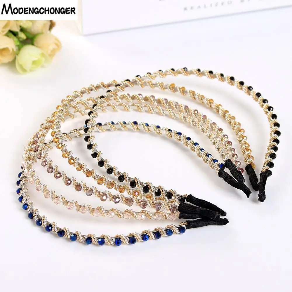 

1PCS Fashion Women Handmade Crystal Headband Flower Metal Crystal Beads Hairbands Hair Clasp Headwear Girls Hair Accessories