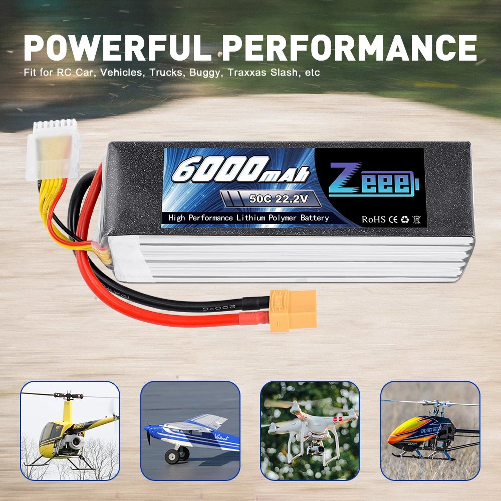 Zeee Lipo аккумулятор 6000mAh 6S 22,2 V 50C XT90 RC Lipo аккумулятор с разъемом XT60 EC5 для гоночного дрона FPV Вертолет Автомобиль Лодка Грузовик