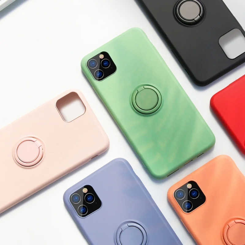 Soft Silicone Case For iPhone XS MAX XR X Cover with Ring Holder Stand 11 Pro 8 7 6s Plus Shockproof Capinha Cases | Мобильные