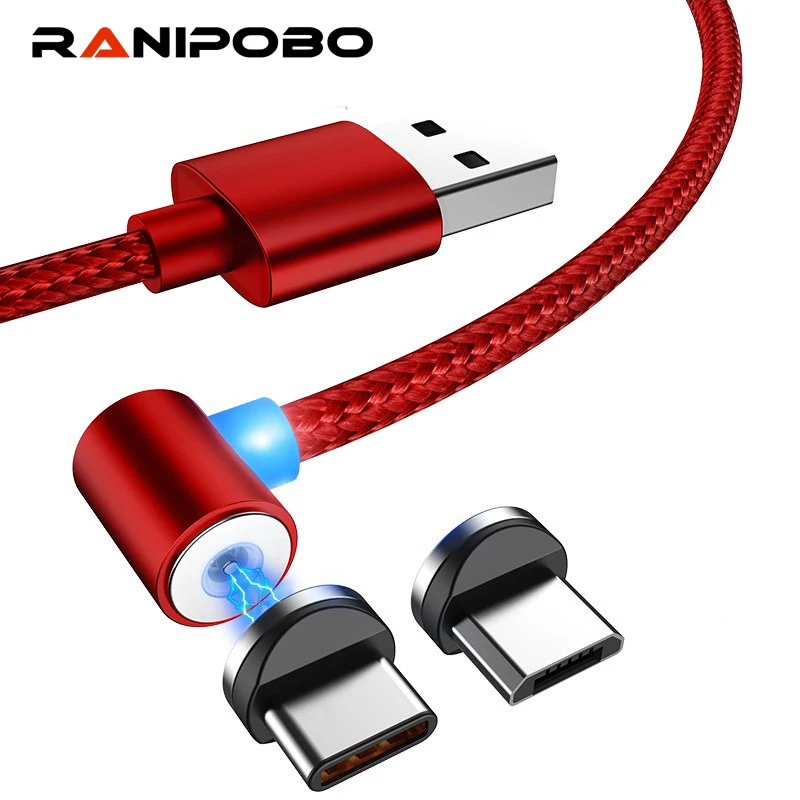 Магнитный type C Быстрый зарядный локтевой кабель 2,1 A 90 градусов Micro USB C кабель к USB шнур магнит для samsung S10 S9 S8 huawei Xiaomi