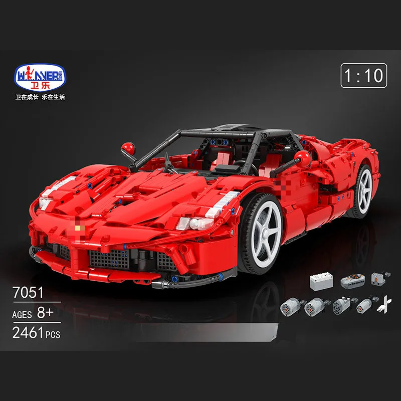 2461 шт. гоночный автомобиль MOC С супер ферраридом, 1:10 масштаб, спортивный Радиоуправляемый автомобиль, подходит для конструкторных блоков, кирпичи, детские рождественские игрушки