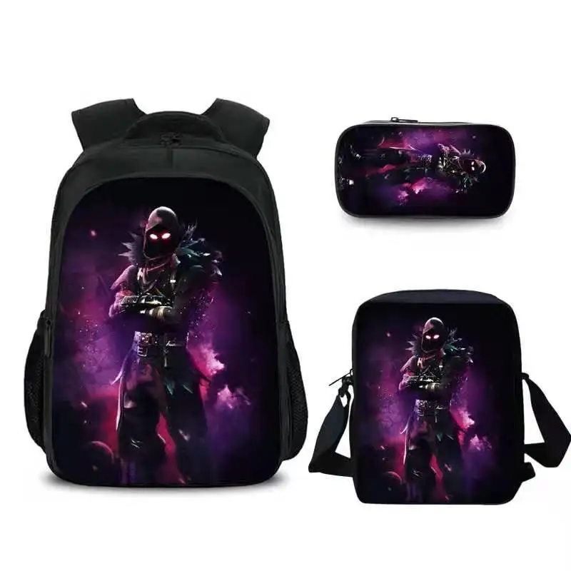 

3pcs/Set New Battle Royale Raven Backpack Girl/Boys Student School Bag Cosplay Kids Pencil Case Bag Teenagers Crossbody Bag