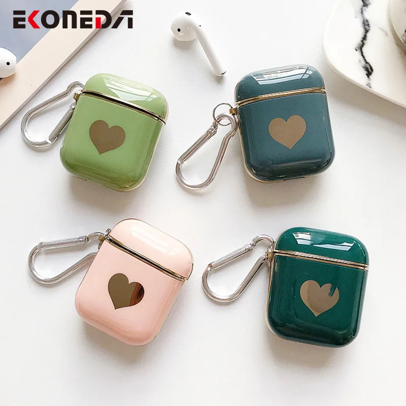 EKONEDA роскошный позолоченный чехол с сердечками для Airpods 1 2 чехол силиконовый мягкий защитный чехол для девочки чехол для Airpods