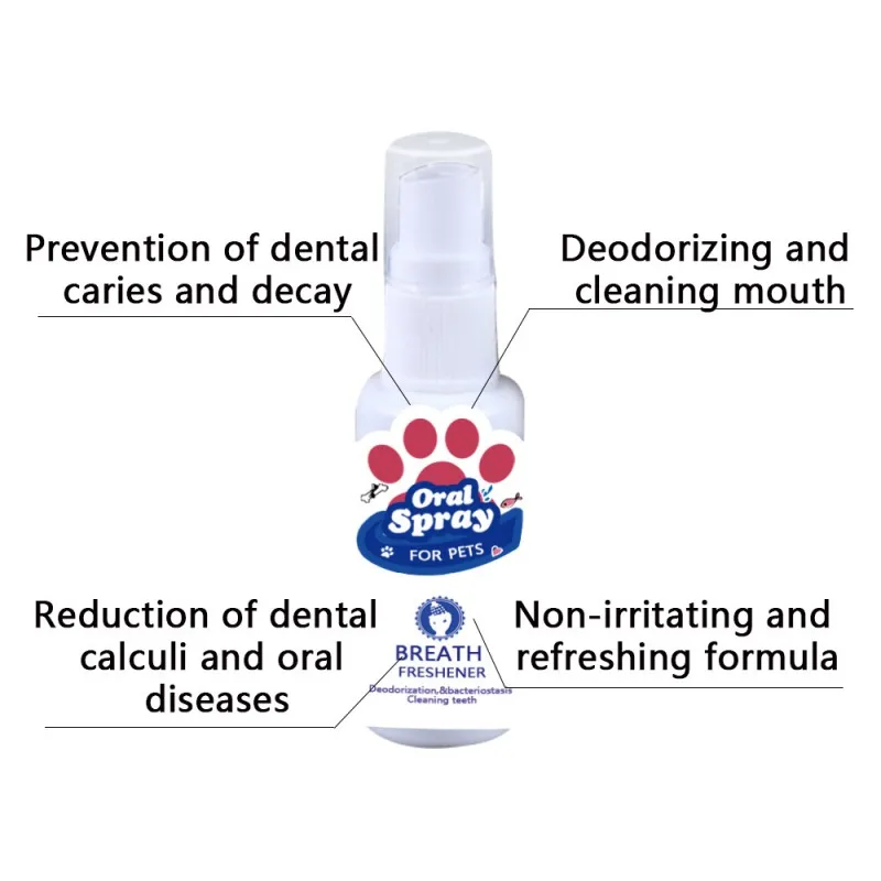 Pet освежитель для рта Антибактериальный оральный спрей лечение свежее дыхание собака и кошка Здоровый Уход за зубами свежий спрей
