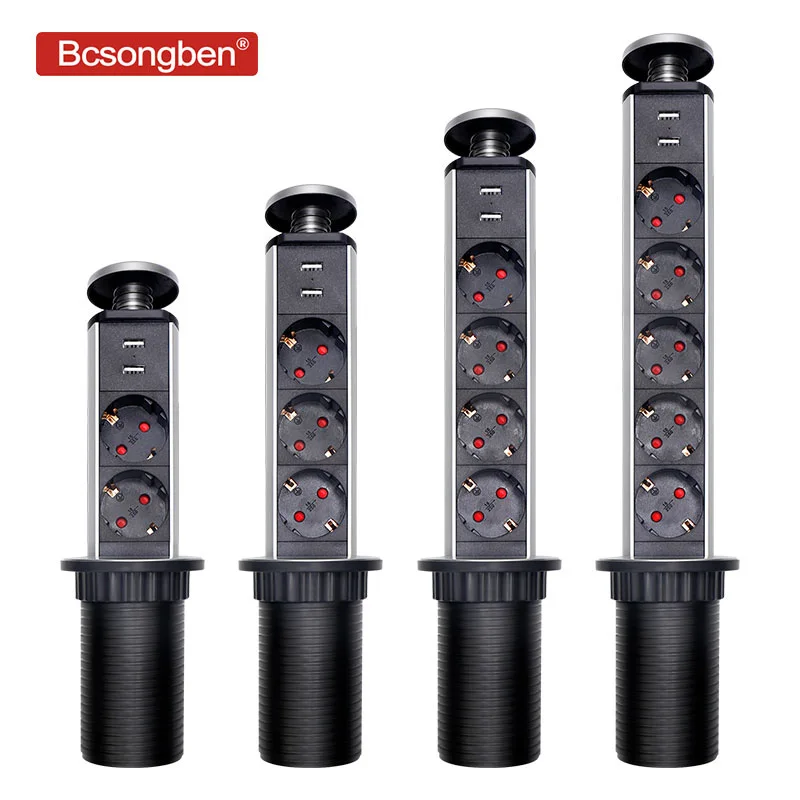  Enchufe Bcsongben con usb 1 Led + 2 cargadores USB 2/3/4/5 enchufe de la UE mesa de cocina enchufe 