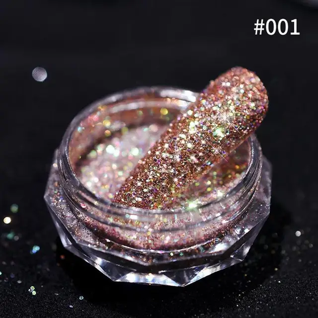 8 Colors Nail Crystal Diamond Powder Rainbow Color Glitter Shiny Pigment Holographic Glass Micro Drill Nails Art Decoration A