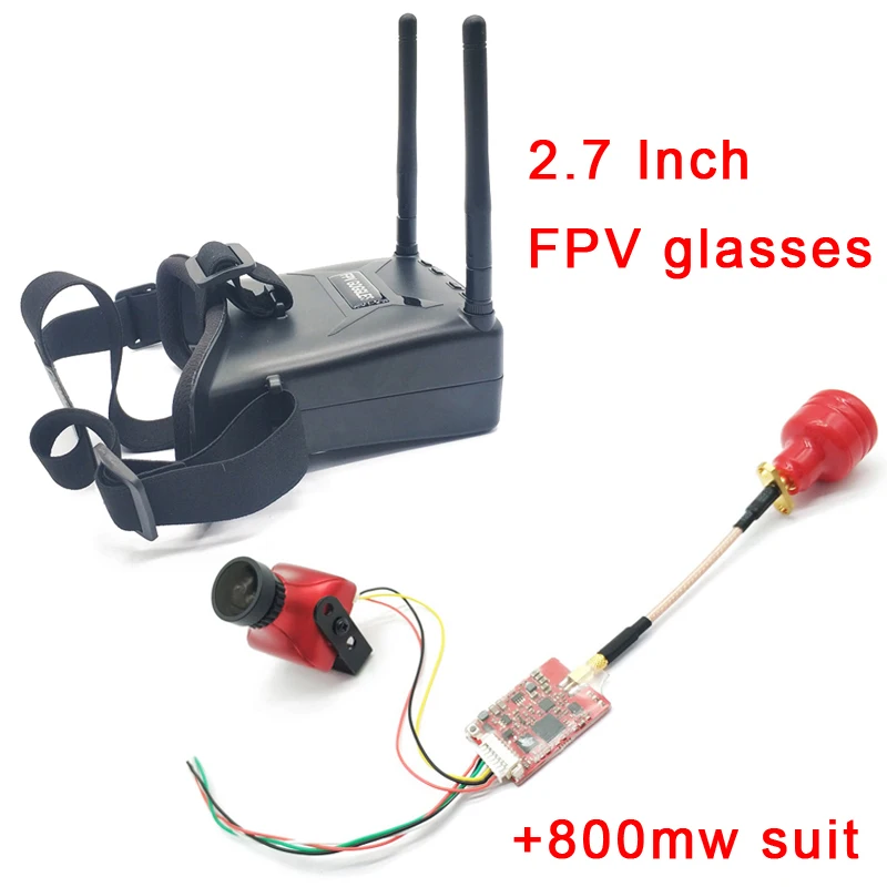 5.8G 48CH Dual Antennas 2.7 Inch fpv goggles with 800mw adjustable transmitter and 2.5mm Lens CCD 800TVL Camera for FPV Drone | Игрушки и