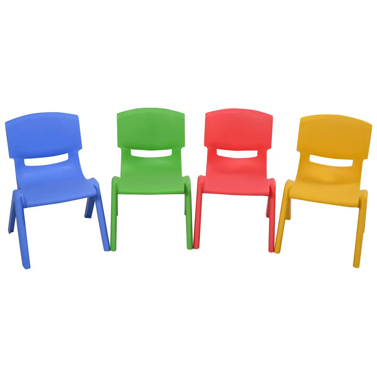 Set Of 4 Kids Plastic Chairs Stackable Play And Learn Furniture