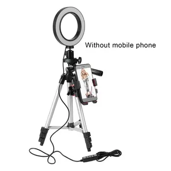 

Tripod Phone Holder Clip With Led Ring Light Camera Photography Annular Lamp Studio Ringlight For Youtube Makeup Phone Selfie