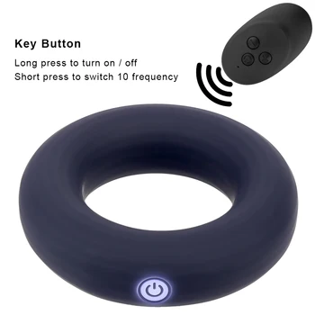 Silicone Cock Ring Sex Toys for Men Vibrating Penis Ring USB Charging Delay Ejaculation 10 Frequency Lock Vibro Ring Sex Shop 3