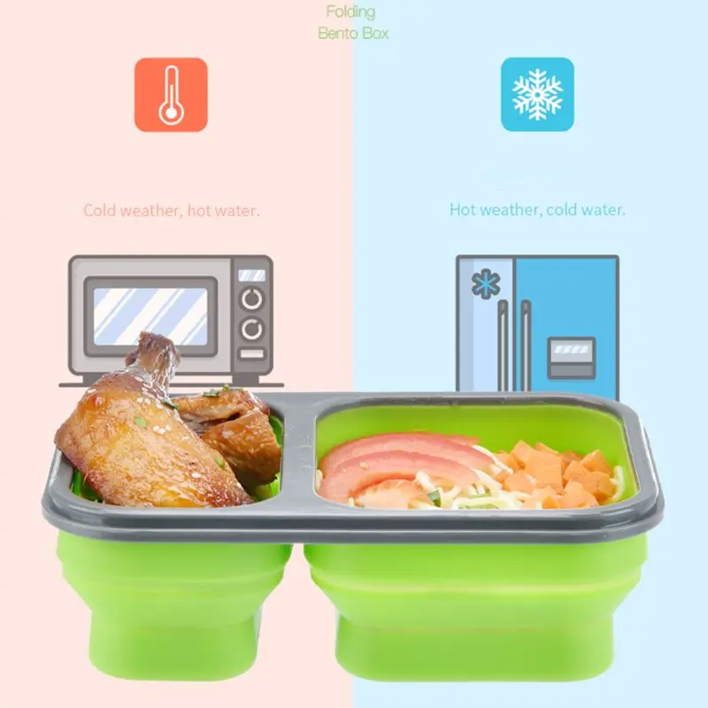 

900ml Silicone Collapsible Portable Lunch Box Food Storage Container Bowl