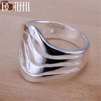 

DOTEFFIL 925 Sterling Silver Hollow Water Ripple Man Ring For Women Fashion Wedding Engagement Party Gift Charm Jewelry