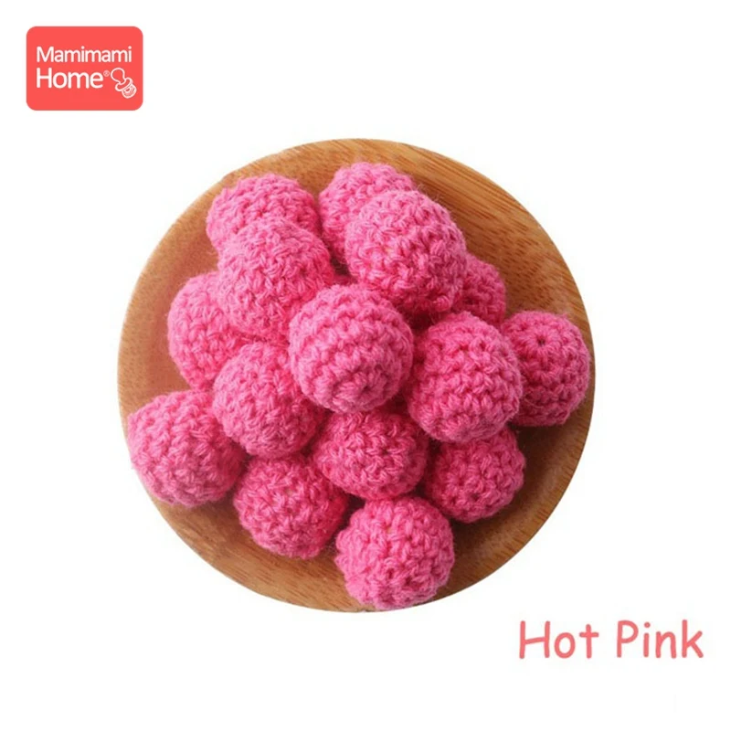 Hot pink Mamihome 20 штук 20 мм деревянные бусины для вязания зубов для детей, вязаные бусины, пустые DIY ожерелье для кормления, подарки, детские товары, Bpa бесплатно - Цвет: Hot pink