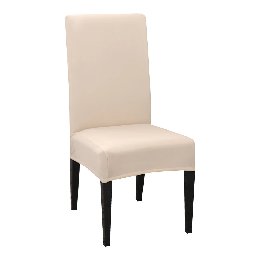 Спандекс стрейч сплошной цвет эластичные чехлы на кресла чехлы на стулья для столовой банкета отеля кухни - Цвет: creamy-white