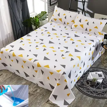 

48 1Pc Solid Color Waterproof Bed Sheet Queen King Size Flat Sheet Single Double Bed Linen Polyester Mattress Protector Cover