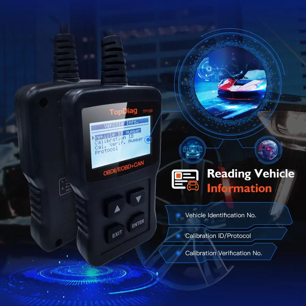 Оригинальный сканер JDIag TP109 OBD2 считыватель кодов неисправности автомобильного