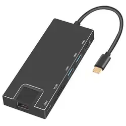 7 в 1 многофункциональная док-станция типа C к Hdmi + 2 порта Usb 3,0 Sd/Tf кардридер гигабитный сетевой порт Pd концентратор док-станция Stati