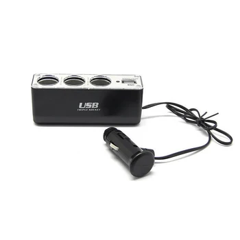 

DC 12V/24V output Triple Adapter With USB Port 3 Way Multi Socket Auto Car Cigarette Lighter Splitter USB Plug Adapter Charger
