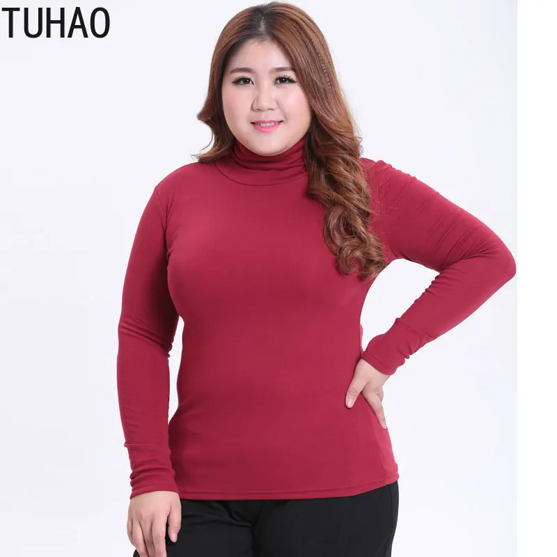 TUHAO Осень Зима Джемпер Блузка Плюс большой размер 6XL 5XL 4XL рубашки топы с высоким воротником Женская одежда WM62