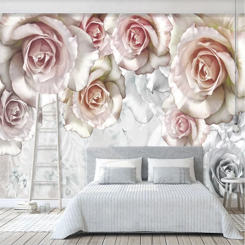 XUE SU Custom large-scale mural wallpaper modern fresh flower oil painting American pastoral TV background wall wall covering xue su customized large scale mural wallpaper nordic hand painted cartoon animal snow mountain children wall covering