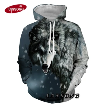 

fierce wolf 3d print black hoodies short homme clothes men harajuku sweatshirt/shirts/pants jacket men hip hop hoody out coat