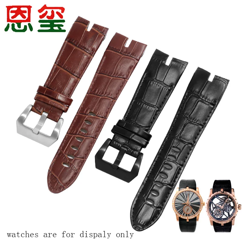 

Special Interface Strap Replacement Belt For Roger Dubui Genuine Leather Watchband 26mm Black Brown Wristband Men's Watch Chain