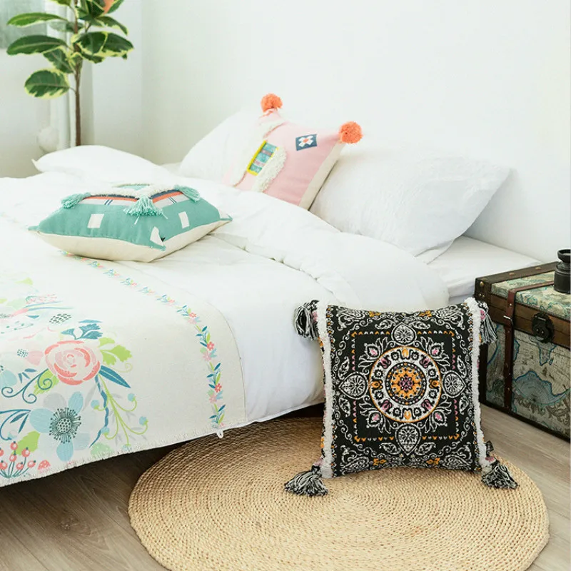 Бахрома Подушка Cojines Decorativos Para диванная подушка для стула подушка для гостиной ворсовая подушка с ворсом художественная фотография Рождественская наволочка