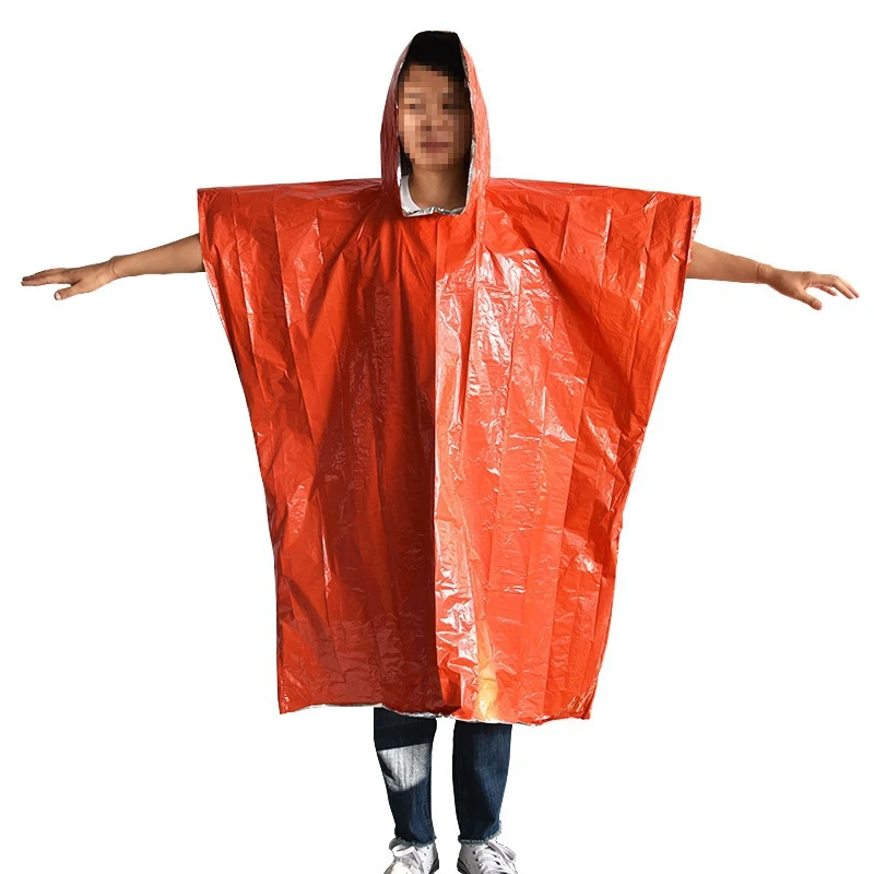 

Outdoor Camping Insulation Raincoat Lock Hiking Temperature Warm Aluminum Foil Poncho Emergency Survival Sleeping Bag