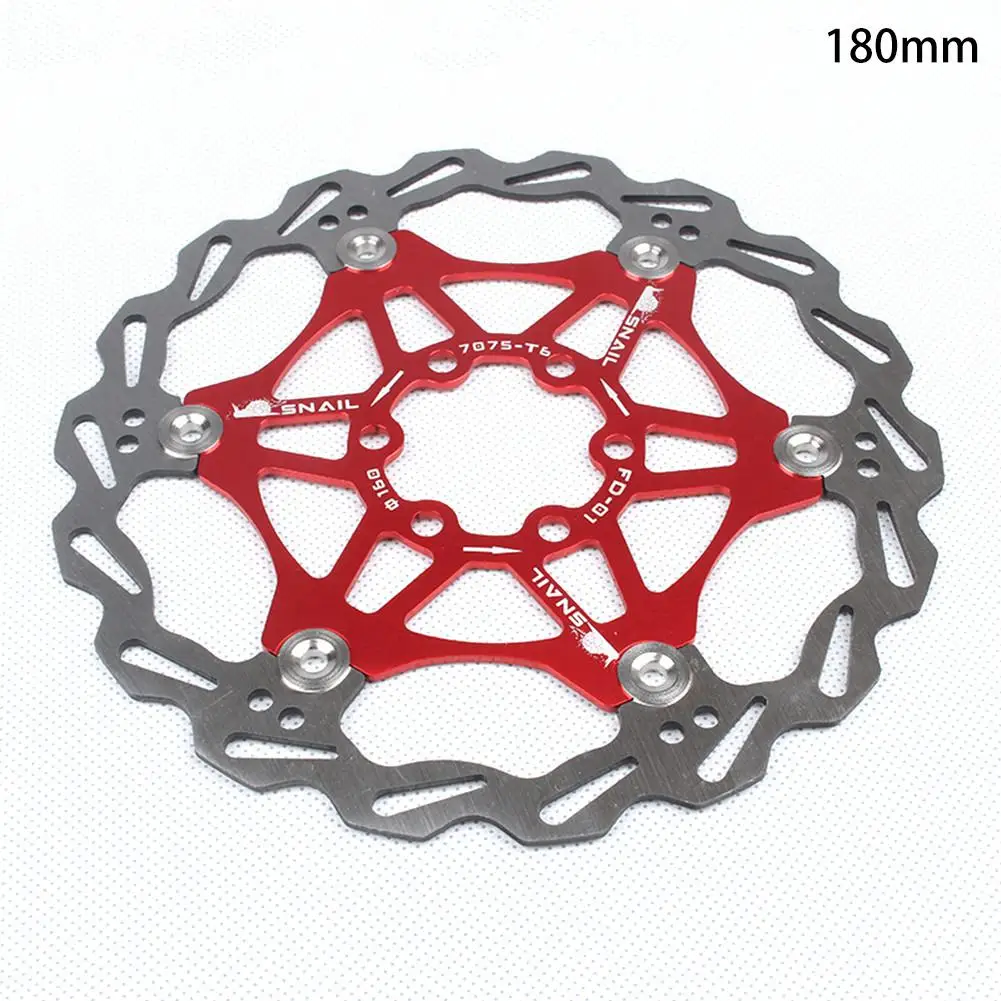 Улитка горный велосипед тормозной ротор плавающие диски велосипедный ротор дисковый тормоз 180 мм 160 мм MTB дисковый тормоз колодки для велосипеда Сверхлегкий - Цвет: Red 180MM