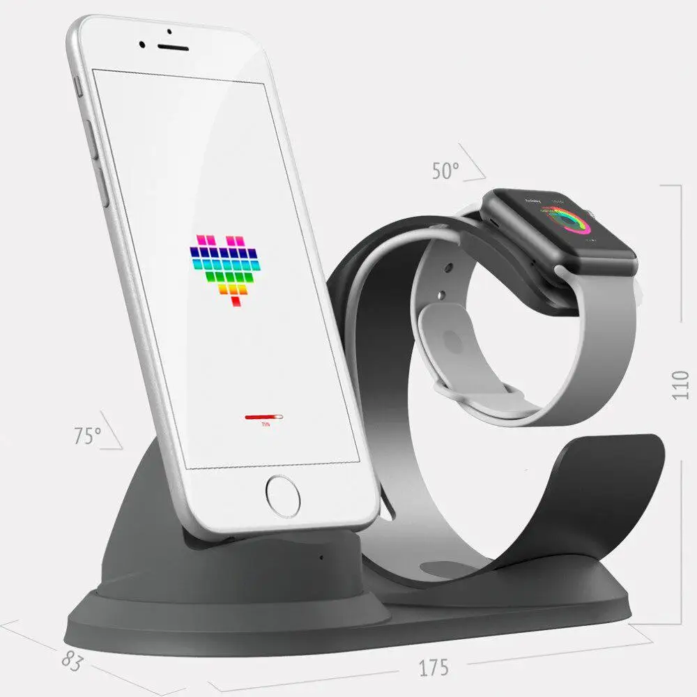 Беспроводное зарядное устройство для Apple Watch подставка держатель iPhone X Xs Max XR 8 7 6 Plus