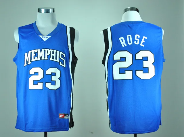Новое поступление, высокое качество, Memphis Tigers, Derrick Rose Jersey - Цвет: Синий