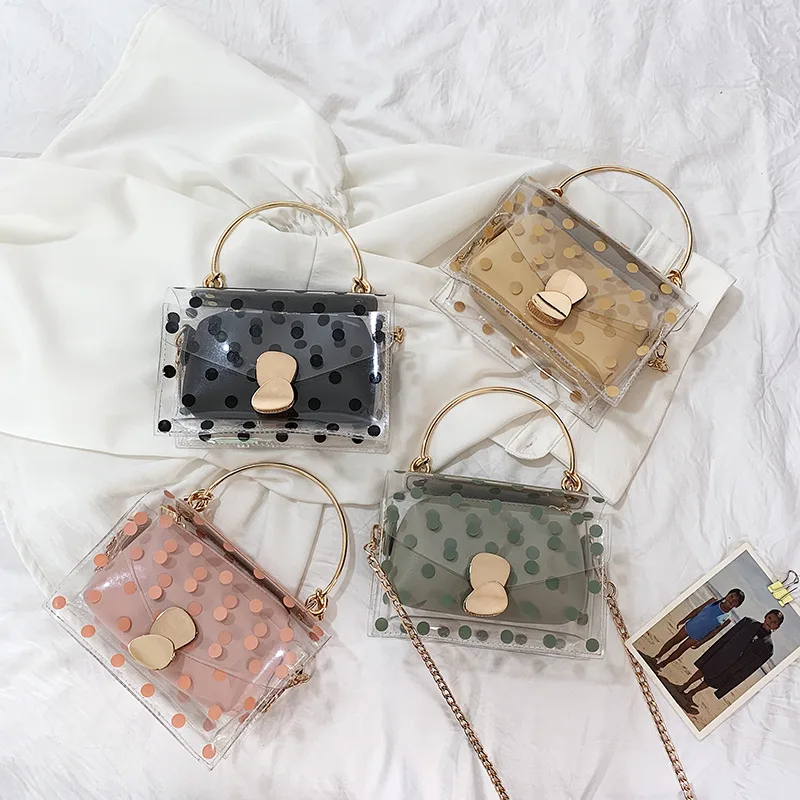

2019 Brand Women clutch bags Transparent HandBag Clear PVC Jelly Small Tote Messenger Bags Female Crossbody Shoulder Bags