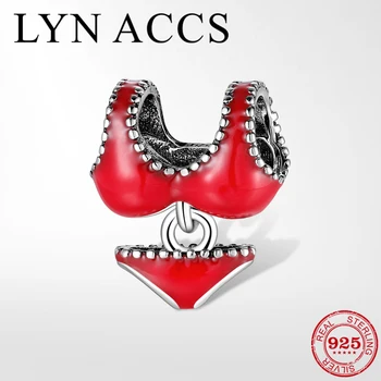 

925 Sterling Silver Red Natal Year Bikini Set Beads Women Accessories fit Pandora Charm Bracelets Original Silver 925 Jewelry