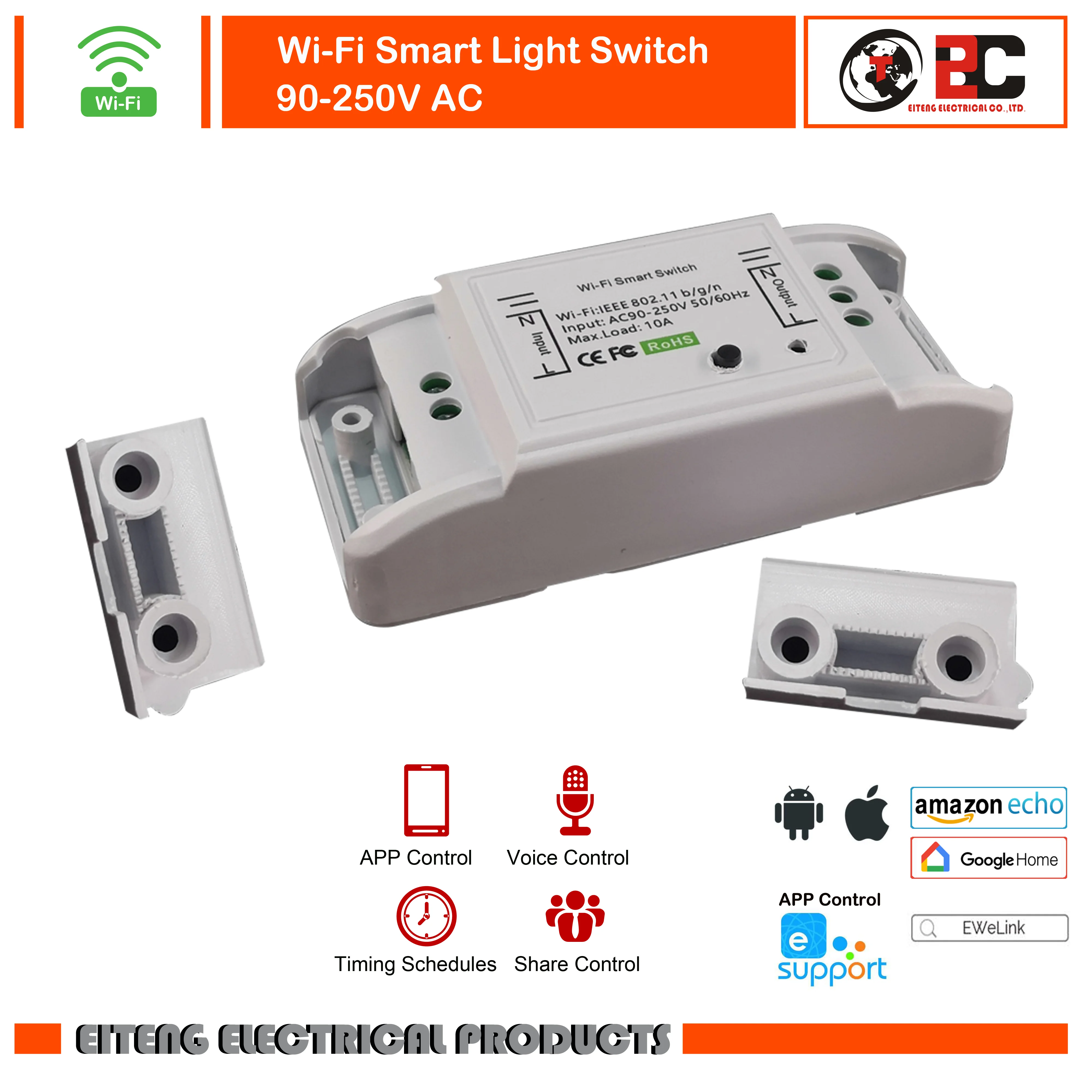 

DIY WiFi Smart Light Switch Universal Breaker Timer Smart Life APP Wireless Remote Control Works with Google Home Alexa