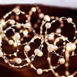 2M 20Leds Christmas Imitation Pearl LED Fairy String Lights Battery Living Room Bedroom Outdoor Garden Lighting Decoration