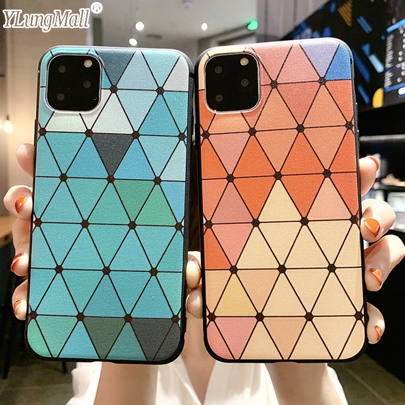 

Geometric Silicone Case for iPhone 11 2019 on iPhone 11 Pro Max Colorful Soft TPU Case Cover for iPhone XR X XS Max 7 8 6 s Plus