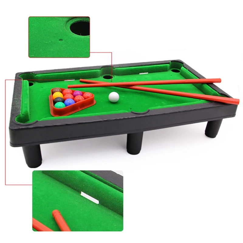 Pool Table Playset 77HC Mini Pool Table Tabletop Desktop Billiards Snooker Game with 2 Sticks & Balls Home Office Desk Stress Relief Games