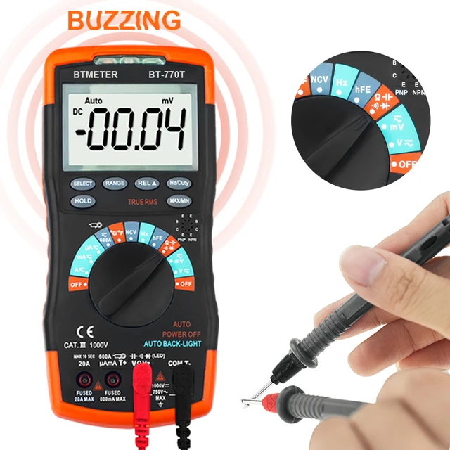 RuoShui Digital Multimeter - Auto-Ranging 6000 Counts, NCV Detector, 1000V T-RMS For Home & Auto