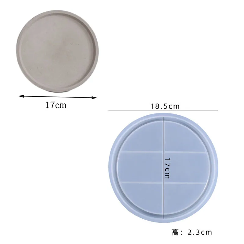Round Cement Tray Mold for DIY Epoxy Resin and Home Decoration Crafts