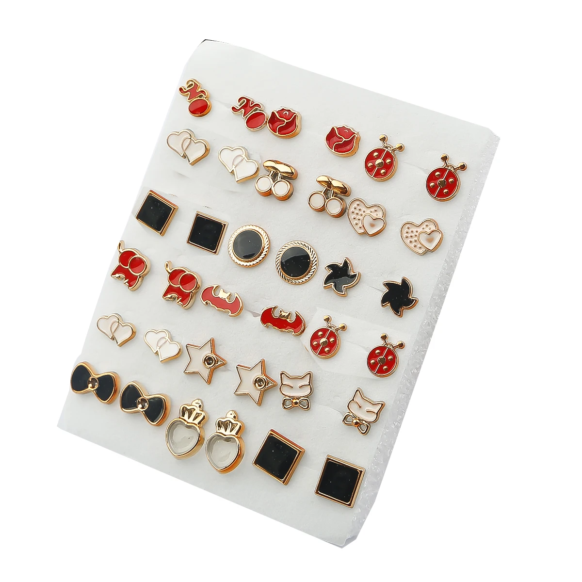 18/36 paires de petites boucles d'oreilles en cristal acrylique pour femme, ensemble de bijoux en plastique pour fille, cœur, étoile, Animal, lune, couronne 38