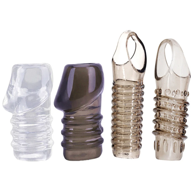 Penis Extender Sleeve Reusable Condoms Silicone Glans Cover Spike Dick Enlargement Cock Ring Erection Erotic